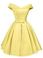 Simple Off the Shoulder Blush Homecoming Dresses Satin Graduation Dress PD288 by pgmdress