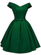 Simple Off the Shoulder Blush Homecoming Dresses Satin Graduation Dress PD288 by pgmdress