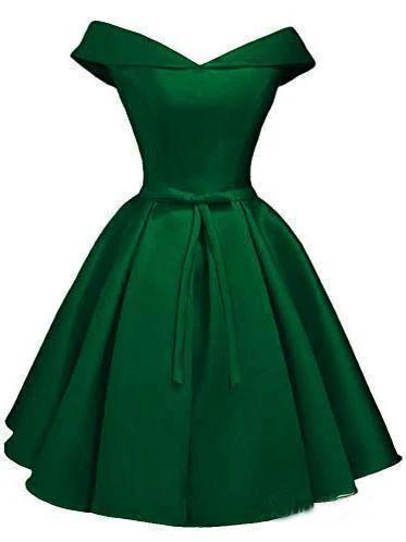 Simple Off the Shoulder Blush Homecoming Dresses Satin Graduation Dress PD288 by pgmdress
