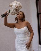 Simple Off-the-shoulder Glitter Mermaid Wedding Dresses by misshow.com