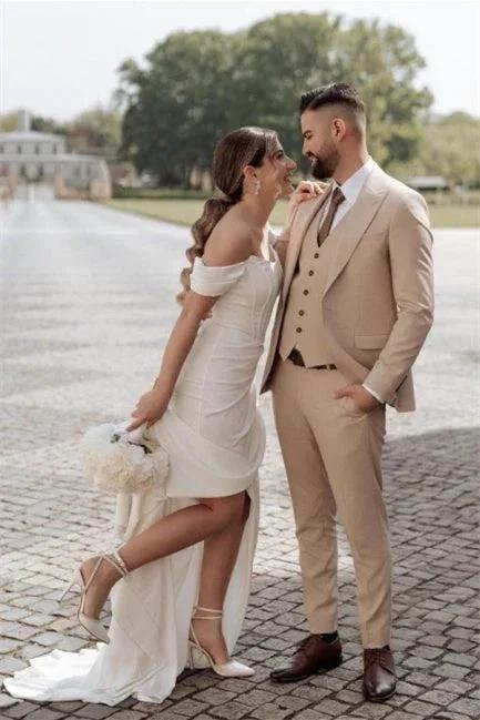 Simple Off-the-shoulder Mermaid Wedding Dresses With Slit by misshow.com