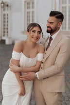 Simple Off-the-shoulder Mermaid Wedding Dresses With Slit by misshow.com