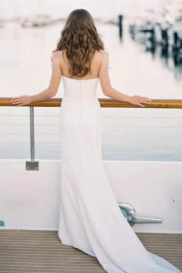 Simple Off White Mermaid Wedding/Bridal Dresses Sweetheart Neck WD333 by pgmdress