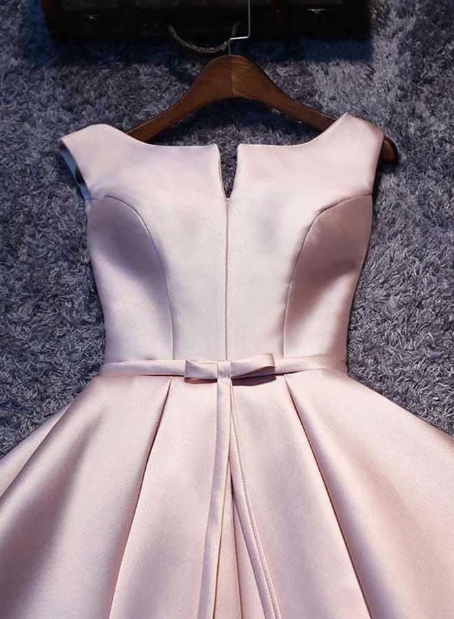 Simple Pink A line Satin Short Prom Dress Homecoming Dress PD148 by pgmdress