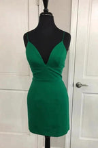 Simple Sheath V Neck Straps Red Mini Party Dress Homecoming Dress PD398 by pgmdress