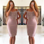 Simple Short Mermaid Off The Shoulder Prom Dresses by BIZTUNNEL