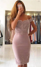 Simple Short Mermaid Off The Shoulder Prom Dresses by BIZTUNNEL
