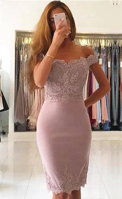 Simple Short Mermaid Off The Shoulder Prom Dresses by BIZTUNNEL