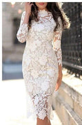 Simple Short Sheath Lace Prom Dresses with Sleeves by BIZTUNNEL