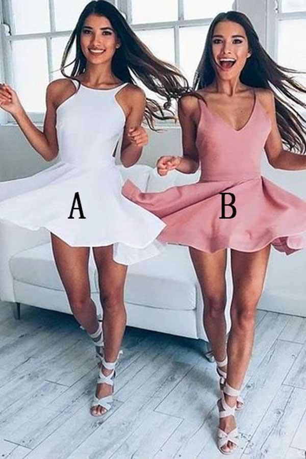 Simple Short White Backless Homecoming Dress Party Dress Prom Dress PG108 by pgmdress