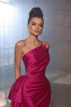 Simple Sleeveless Evening Dresses Fuchsia Long Prom Dresses With Slit by misshow.com