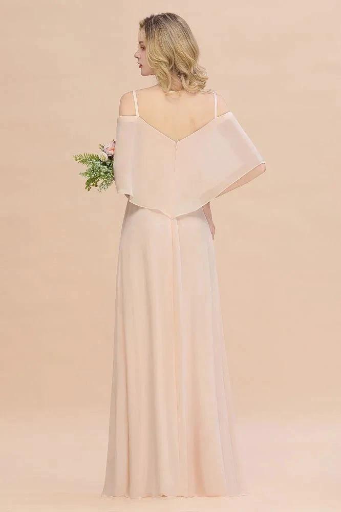 Simple Spaghetti Straps Tiered Prom Dresses | Side Slit A-Line Sleeveless Evening Dresses by misshow.com