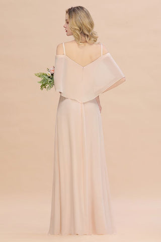 Simple Spaghetti Straps Tiered Prom Dresses | Side Slit A-Line Sleeveless Evening Dresses