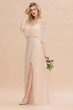 Simple Spaghetti Straps Tiered Prom Dresses | Side Slit A-Line Sleeveless Evening Dresses by misshow.com