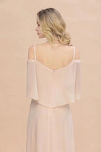 Simple Spaghetti Straps Tiered Prom Dresses | Side Slit A-Line Sleeveless Evening Dresses by misshow.com