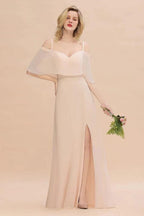 Simple Spaghetti Straps Tiered Prom Dresses | Side Slit A-Line Sleeveless Evening Dresses by misshow.com