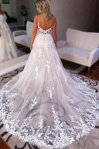 Simple Sweetheart Backless Lace A-Line Wedding Dresses by misshow.com