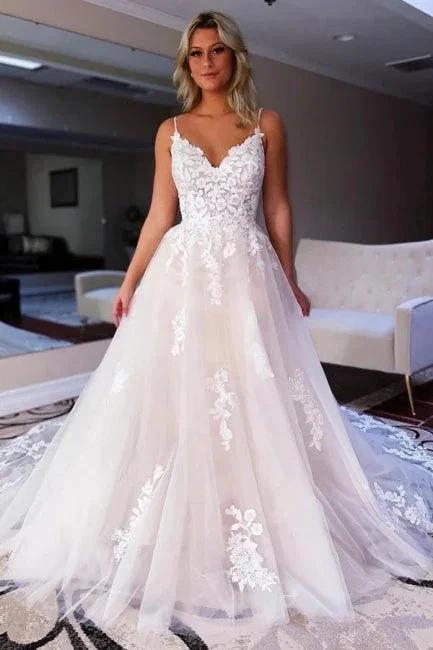 Simple Sweetheart Backless Lace A-Line Wedding Dresses by misshow.com
