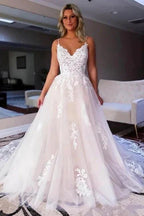 Simple Sweetheart Backless Lace A-Line Wedding Dresses by misshow.com