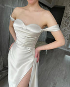 Simple Sweetheart Long A-line Off-the-shoulder Prom Dress With Slit by misshow.com