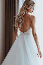 Simple Sweetheart Sleeveless A-Line Wedding Dresses With Lace by misshow.com