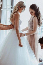 Simple Sweetheart Sleeveless A-Line Wedding Dresses With Lace by misshow.com