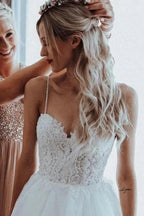 Simple Sweetheart Sleeveless A-Line Wedding Dresses With Lace by misshow.com