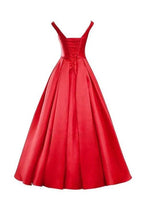 Simple V-Neck Bowknot Lace-Up Red Prom Dress Bridesmaid Dress BD028 by pgmdress