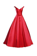 Simple V-Neck Bowknot Lace-Up Red Prom Dress Bridesmaid Dress BD028 by pgmdress