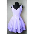 فساتين سهرة قصيرة بسيطة برقبة على شكل حرف V من الساتان جميلة لحفلات العودة إلى المنزل PD084