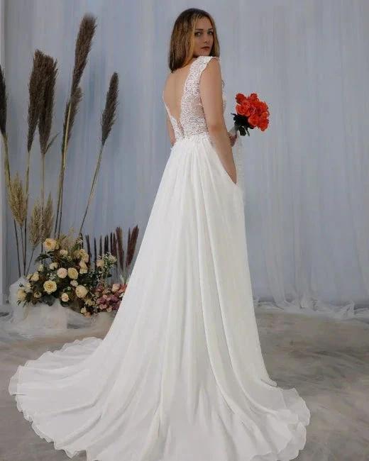 Simple wedding dresses with lace | Summer wedding dresses by misshow.com