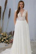 Simple wedding dresses with lace | Summer wedding dresses by misshow.com