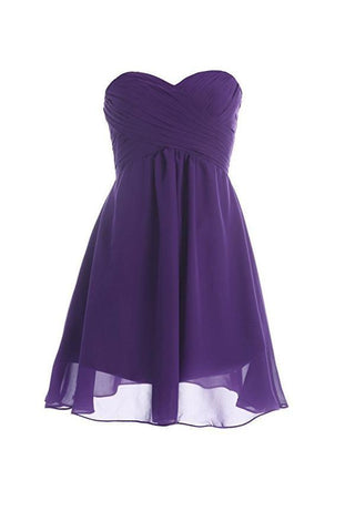 Vestido de dama de honor sin tirantes de gasa sencilla, vestido de fiesta PG039