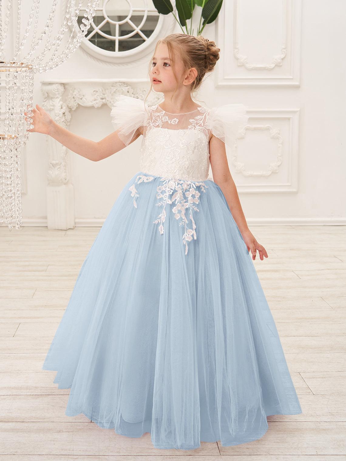 Detachable  Lace Tulle Sweep Train Flower Girl Dress - photo 1
