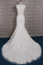 Sleek Square Neck Appliques Pretty Mermaid Elegant Wedding Dresses by misshow.com