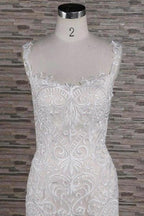 Sleek Square Neck Appliques Pretty Mermaid Elegant Wedding Dresses by misshow.com