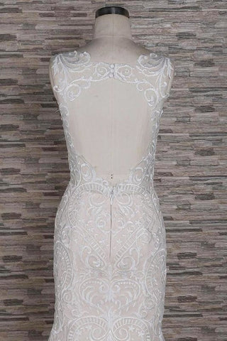 Sleek Square Neck Appliques Pretty Mermaid Elegant Wedding Dresses