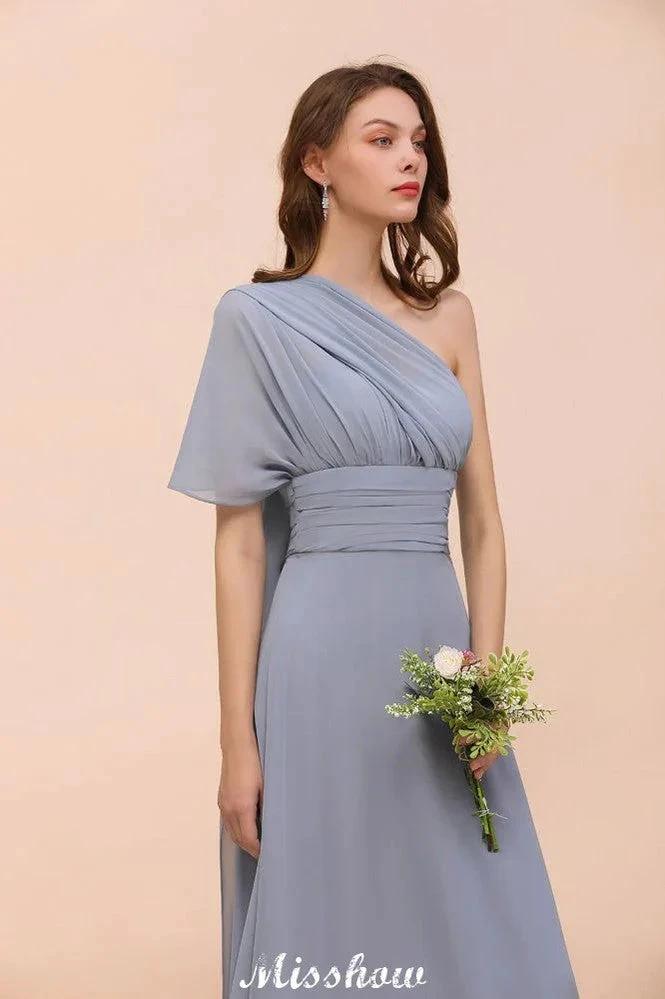 Sleeveless A-line Bridesmaid Dress Floor-Length Formal Dress by misshow.com