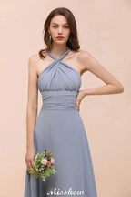 Sleeveless A-line Bridesmaid Dress Floor-Length Formal Dress by misshow.com