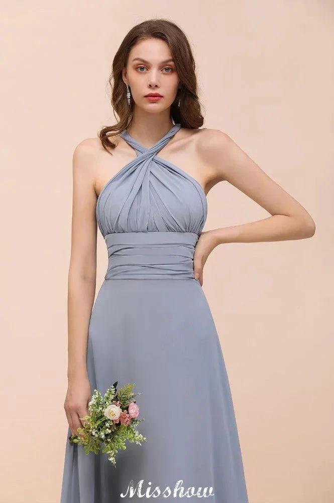 Sleeveless A-line Bridesmaid Dress Floor-Length Formal Dress by misshow.com
