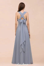 Sleeveless A-line Bridesmaid Dress Floor-Length Formal Dress by misshow.com
