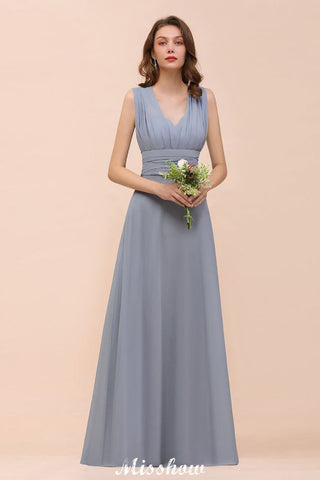 Vestido de dama de honor sin mangas, corte A, largo hasta el suelo, vestido formal