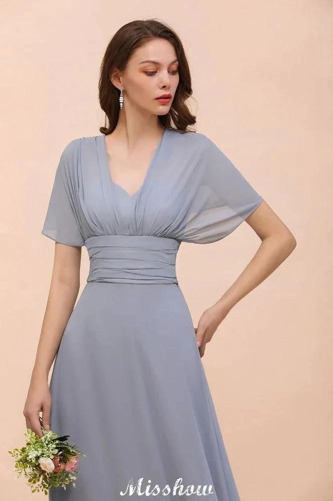 Sleeveless A-line Bridesmaid Dress Floor-Length Formal Dress by misshow.com