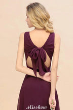 Sleeveless A-line Chiffon Bridesmaid Dress Floor-Length V-Neck Party Gown by misshow.com