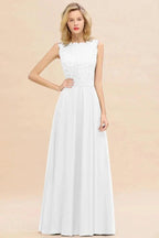 Sleeveless A-line Evening Maxi Gown Lace Appliques Floor Length Bridesmaid Dress Formal Party Gown by misshow.com