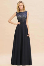 Sleeveless A-line Evening Maxi Gown Lace Appliques Floor Length Bridesmaid Dress Formal Party Gown by misshow.com