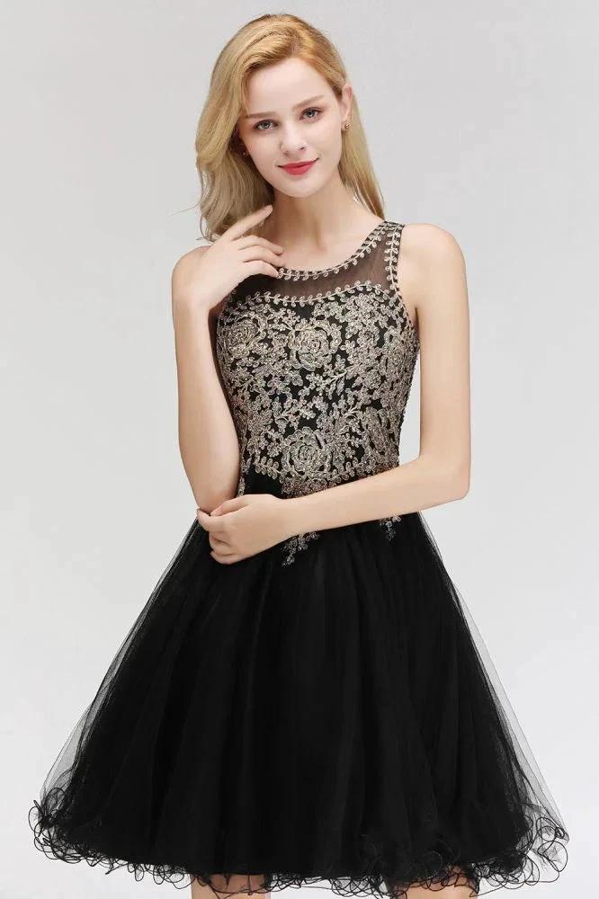 Sleeveless Aline Cocktail Party Dress Sparkly Beads Homecoming Dress by misshow.com