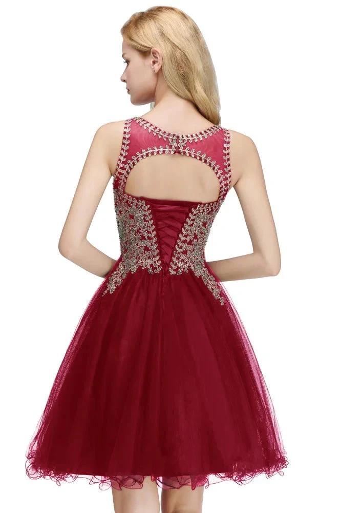 Sleeveless Aline Cocktail Party Dress Sparkly Beads Homecoming Dress by misshow.com