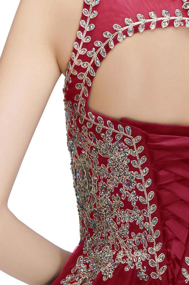 Sleeveless Aline Cocktail Party Dress Sparkly Beads Homecoming Dress by misshow.com