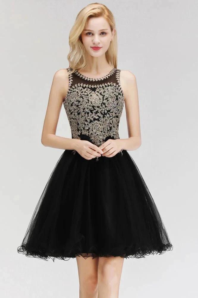 Sleeveless Aline Cocktail Party Dress Sparkly Beads Homecoming Dress by misshow.com